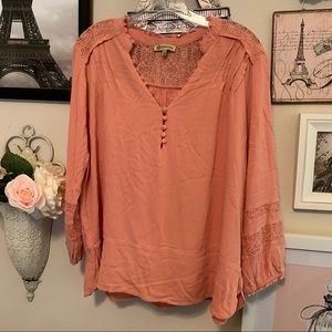 Democracy salmon blouse.
